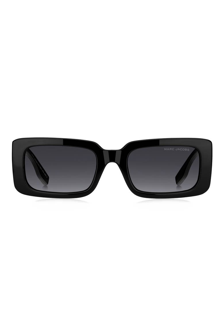 53mm Gradient Rectangular Sunglasses, Main, color, BLACK