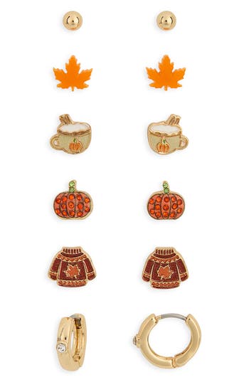 Leith Set Of 6 Harvest Stud Earrings In Gold
