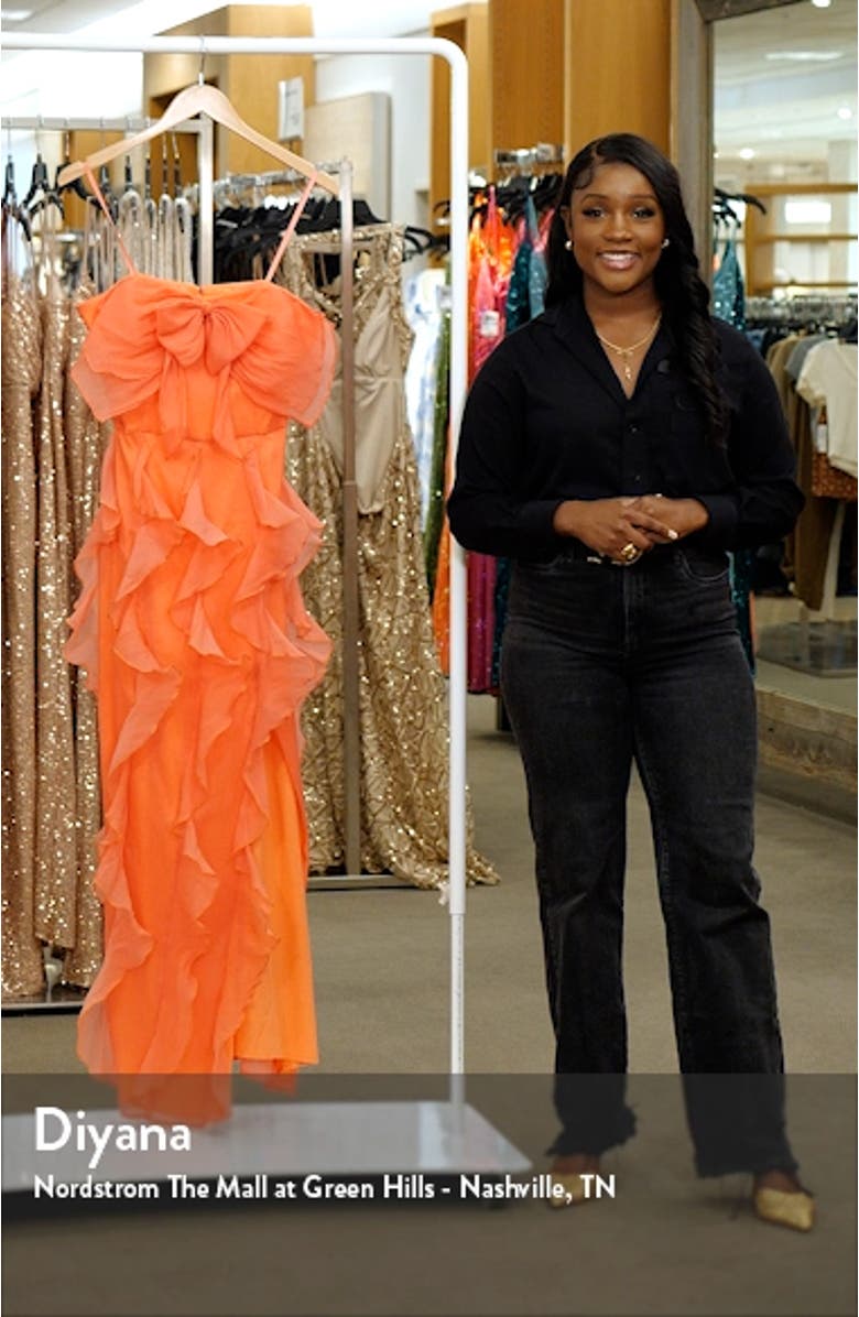 Allover Ruffle Strapless Gown, sales video thumbnail