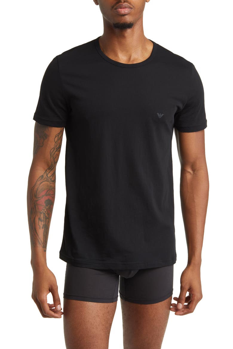 3-Pack Crewneck Cotton T-Shirts, Main, color, BLACK
