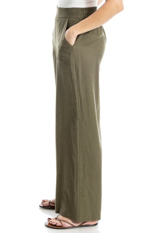 Max Studio Stripe High Waist Linen & Cotton Pants