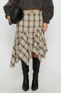 Princess Polly Toshie Asymmetric Plaid Midi Skirt