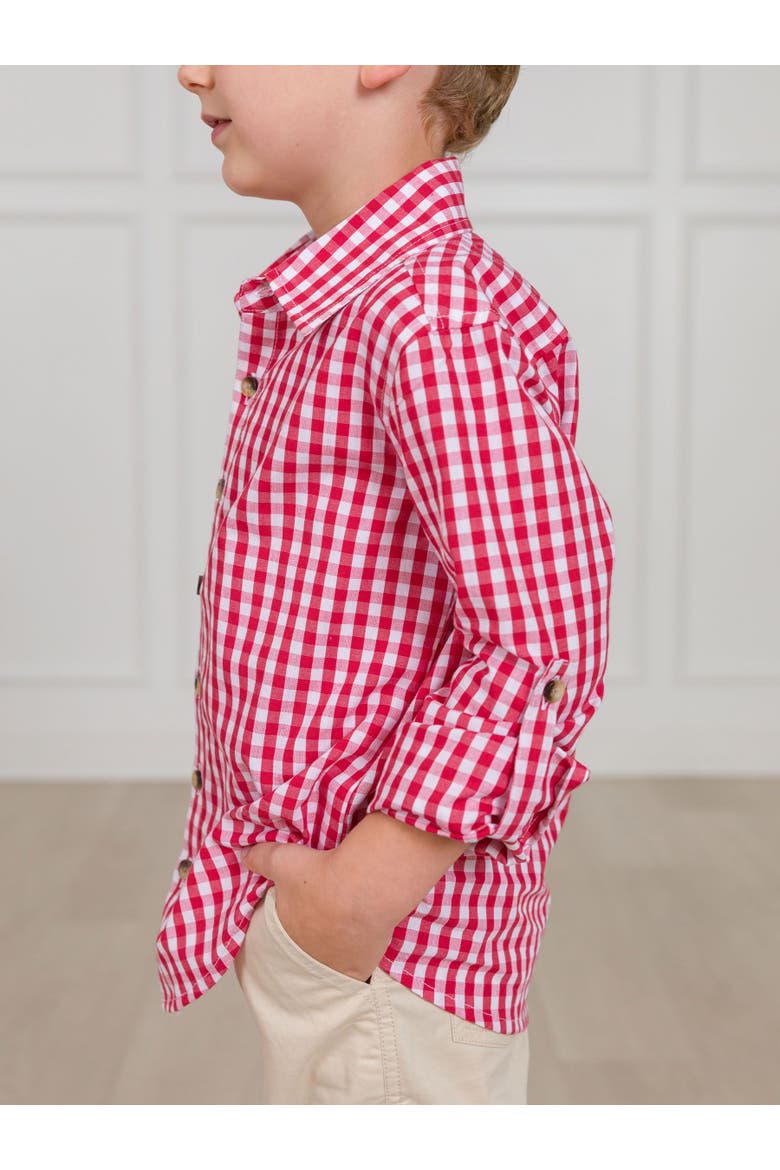 Boys Long Sleeve Button Down Shirt, Alternate, color, Classic Red Gingham
