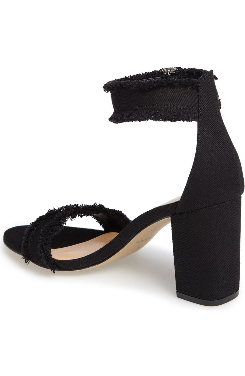 Daya by Zendaya Shasta Fringe Denim Ankle Strap Sandal, Alternate, color,