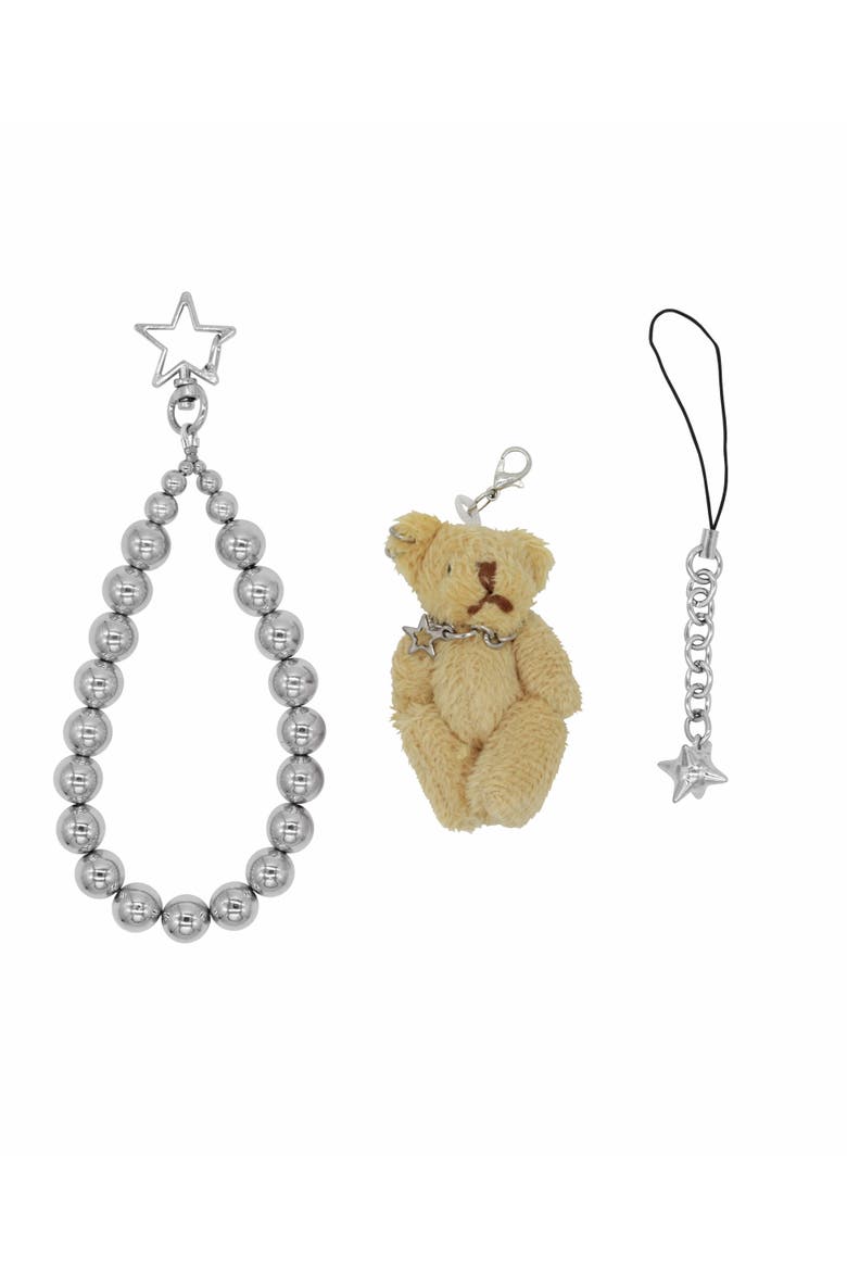Beaded Teddy Bear Phone Strap, Main, color, Light Brown