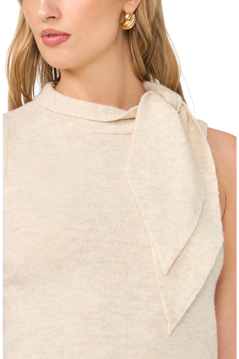 Tie Neck Rib Sleeveless Sweater, Alternate, color, OATMEAL