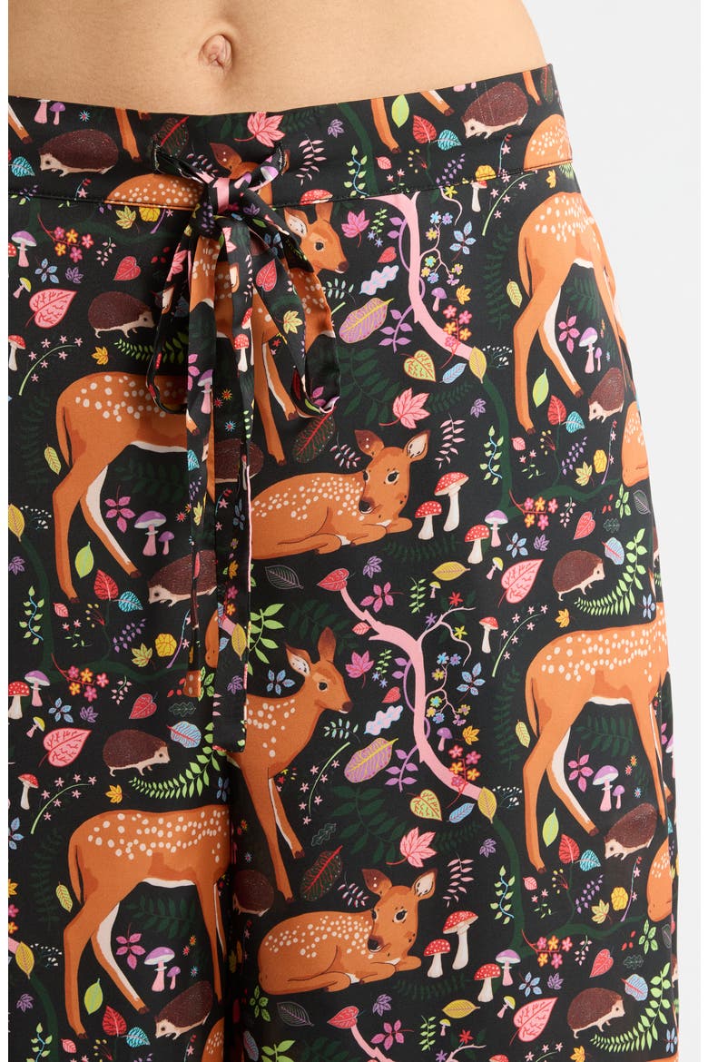 Flora & Fawns Long Sleeve Pajamas, Alternate, color, BLACK