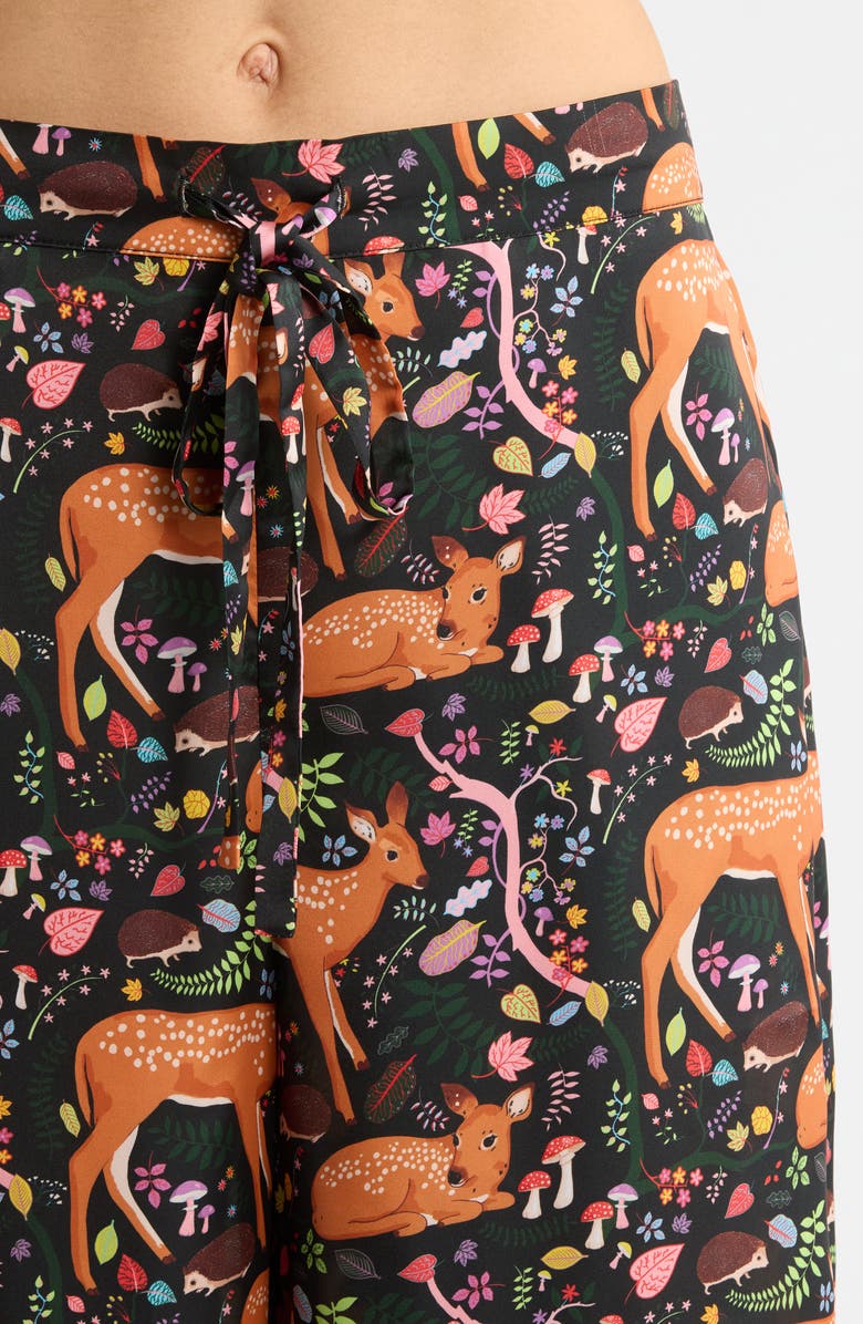 Karen Mabon Flora & Fawns Long Sleeve Pajamas, Alternate, color, Black
