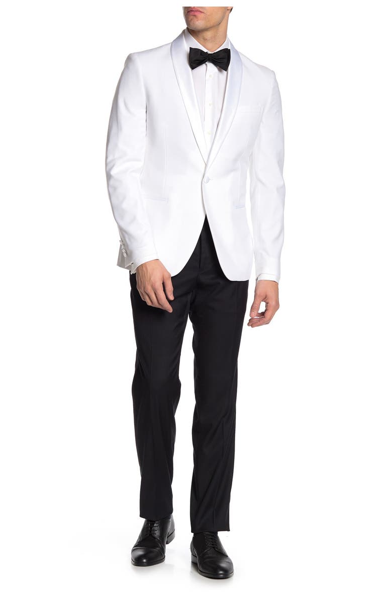 SAVILE ROW CO Slim Fit Satin Shawl 2-Piece Tuxedo, Main, color, 