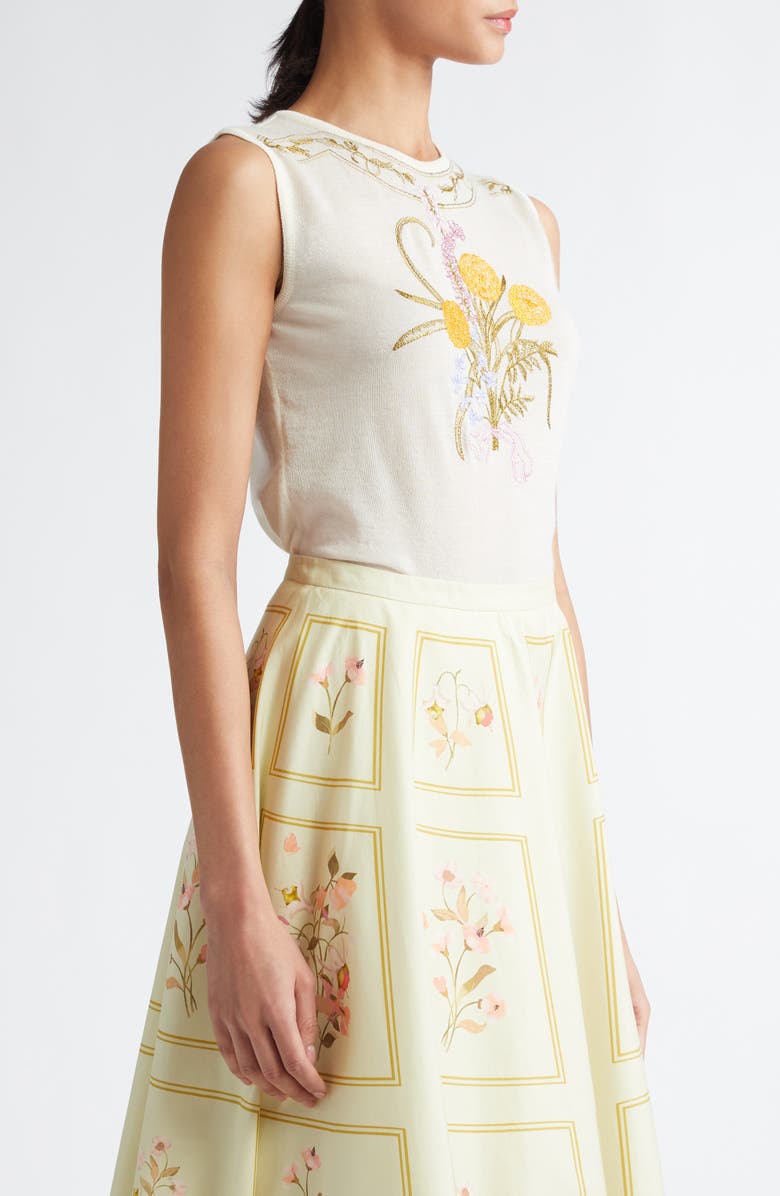 Giambattista Valli Floral Embroidered Cashmere & Silk Sleeveless Sweater, Alternate, color, 