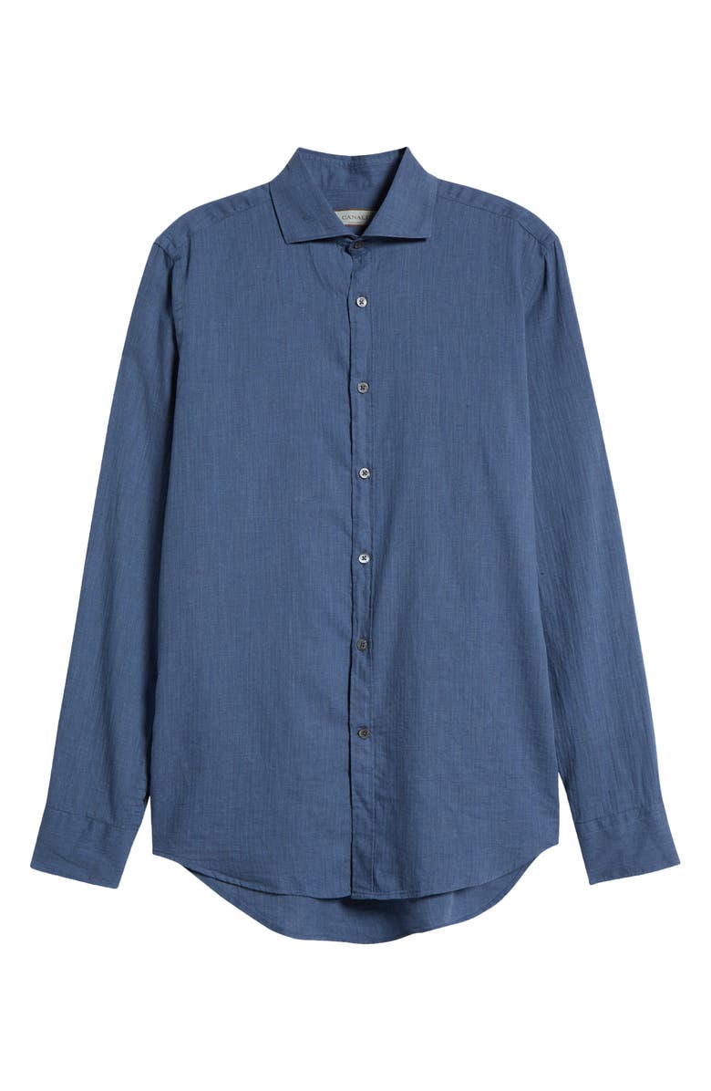 Canali Solid Cotton Button-Up Shirt, Alternate, color, 