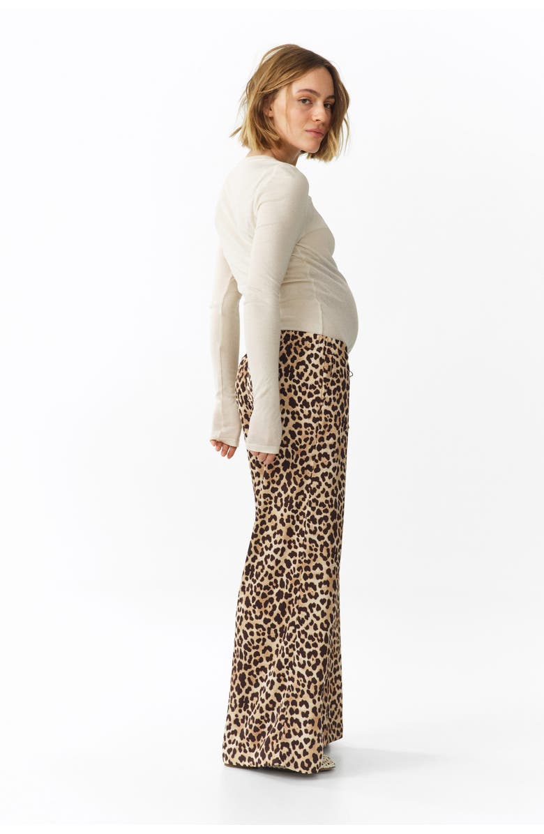 H&M Mama Wide Drawstring Trousers, Alternate, color, Beige/Leopard Print