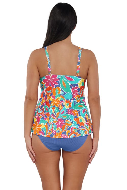 Sunsets Escape Jenna Tankini Swimsuit Top In Festive Floral Sandbar Rib