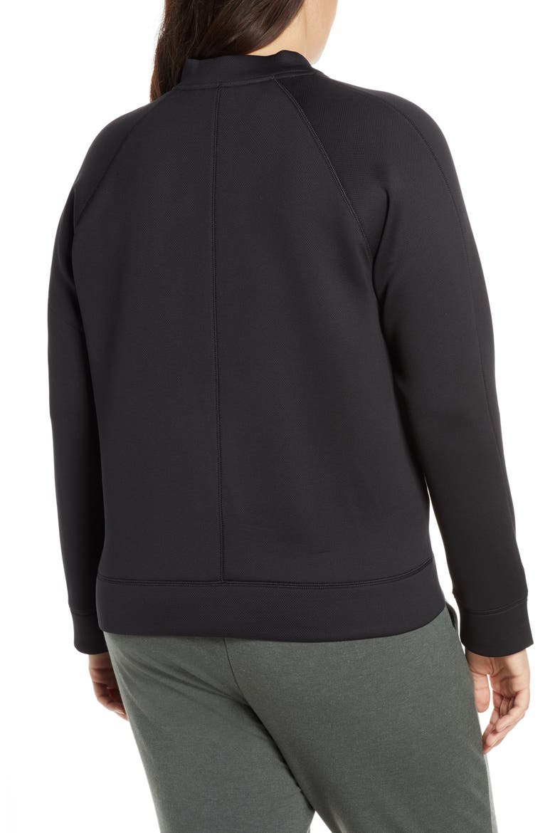 Arise Luxe Bomber Jacket, Alternate, color, BLACK