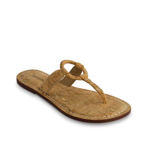 Bernardo Footwear Matrix 2 Thong Sandal In Cork W/gold Fleck
