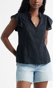 Caslon® Ruffle Sleeve Popover Top