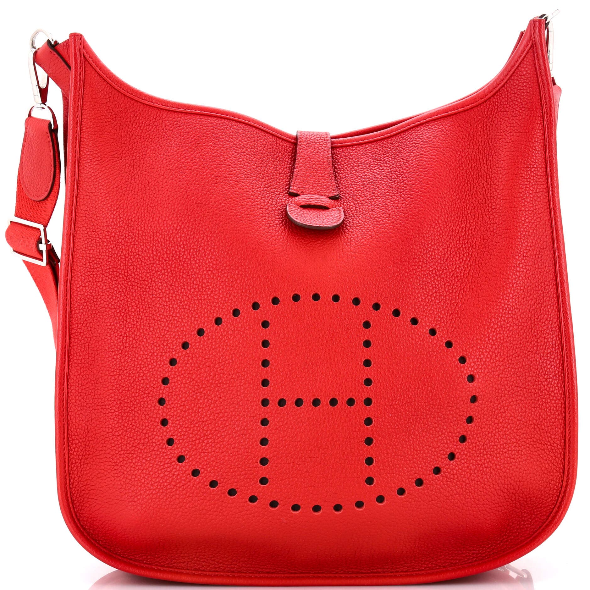 Pre-Owned Hermes Evelyne Bag Gen III Clemence GM, Main, color, Rouge Casaque