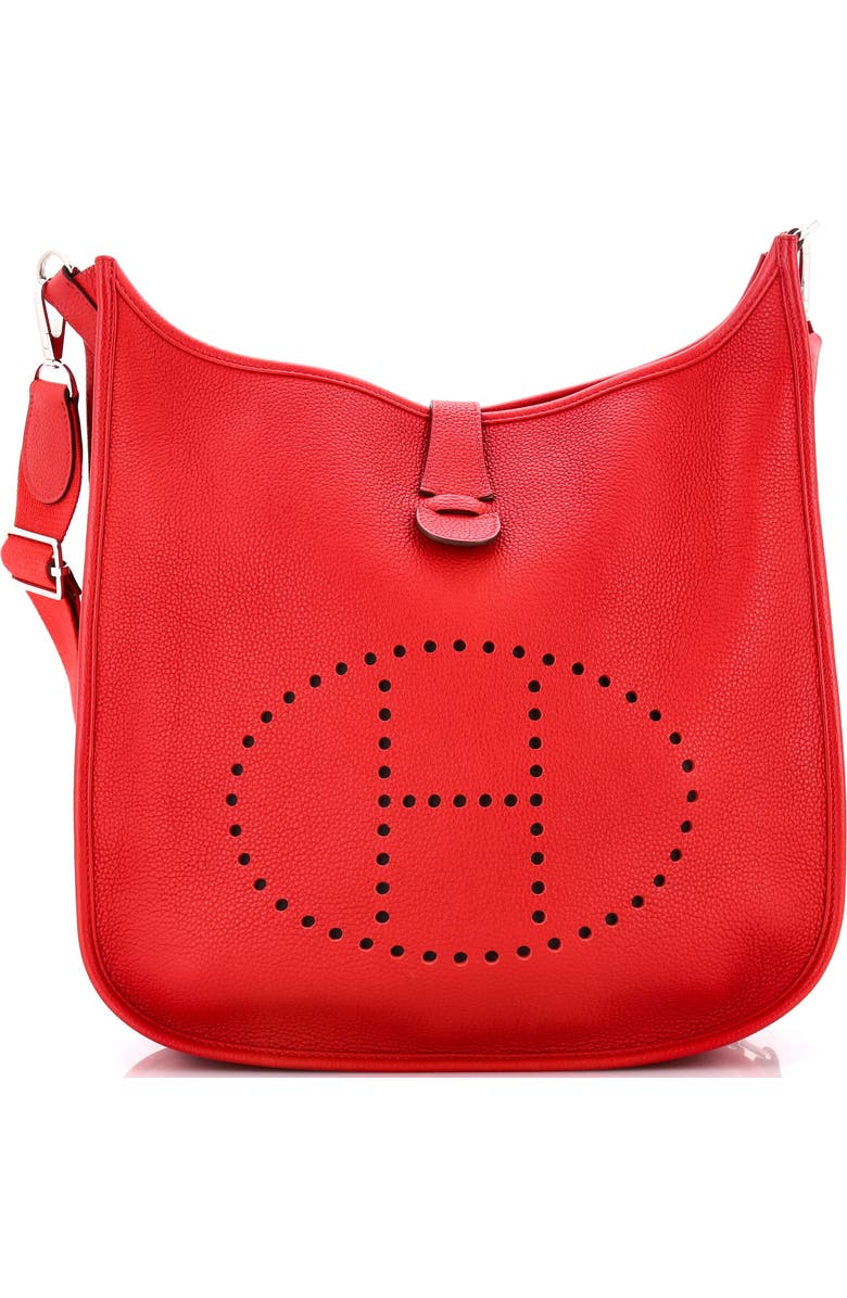 Pre-Owned Hermes Evelyne Bag Gen III Clemence GM, Main, color, Rouge Casaque