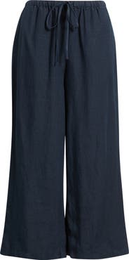 Caslon® Wide Leg Crop Linen Pants