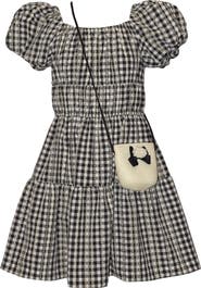 Iris & Ivy Kids' Gingham Dress & Straw Crossbody Bag Set