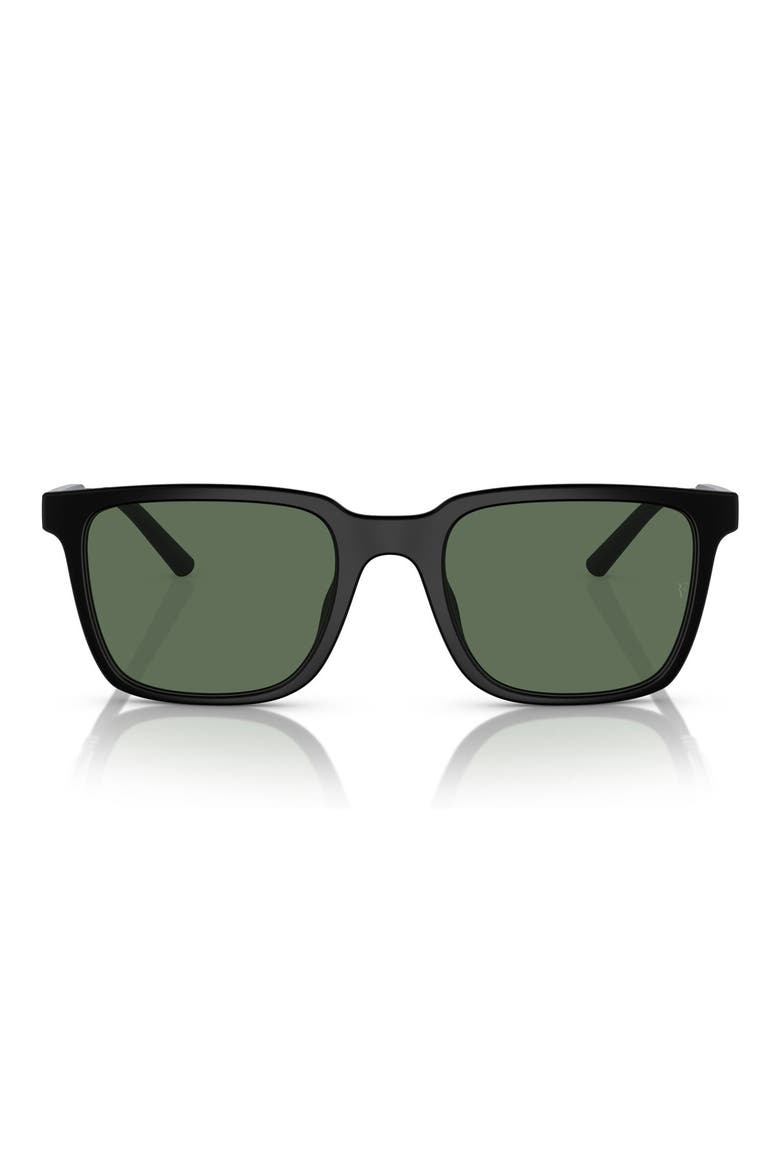 x Roger Federer Mr. Federer 52mm Polarized Rectangular Sunglasses, Main, color, SEMI-MATTE BLACK / G-15 POLAR