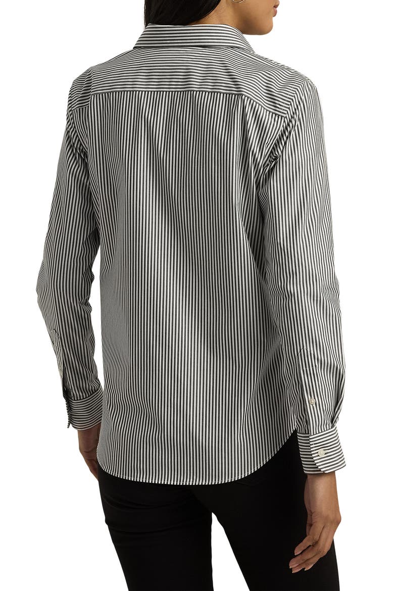 Stripe Easy Care Cotton Shirt, Alternate, color, BLACK/ WHITE