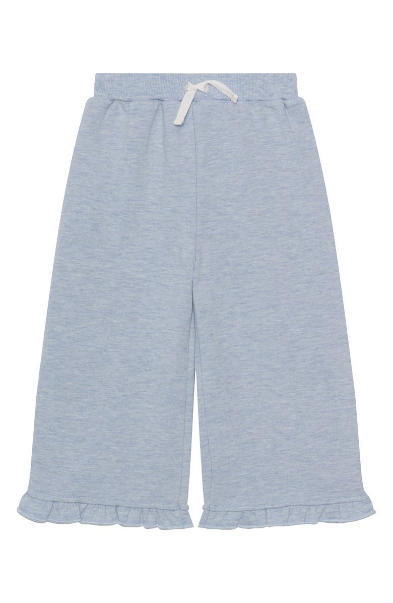 PL Baby by Petit Lem Floral Ruffle Sweatshirt, Pants & Headband Set, Alternate, color, Light Blue Flowers