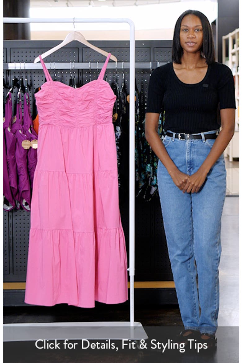 Ruched Cotton Blend Tiered Sundress video