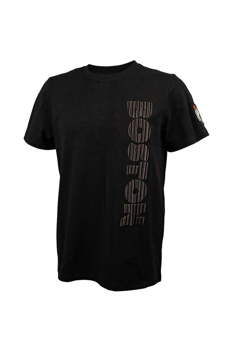 Men's FISLL  Black Boston Celtics 3D Puff Print Sliced Logo T-Shirt, Alternate, color, Black