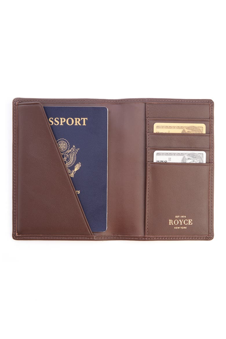 RFID Leather Passport Case, Alternate, color, BROWN