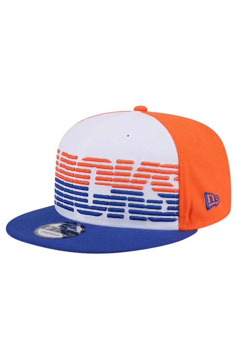 New Era Men's New Era White/Blue New York Knicks Throwback Gradient Tech Font 9FIFTY Snapback Hat, Alternate, color, 
