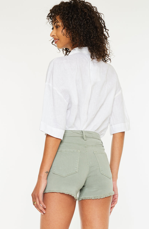 Kancan Sugar High Rise Denim Shorts In Olive
