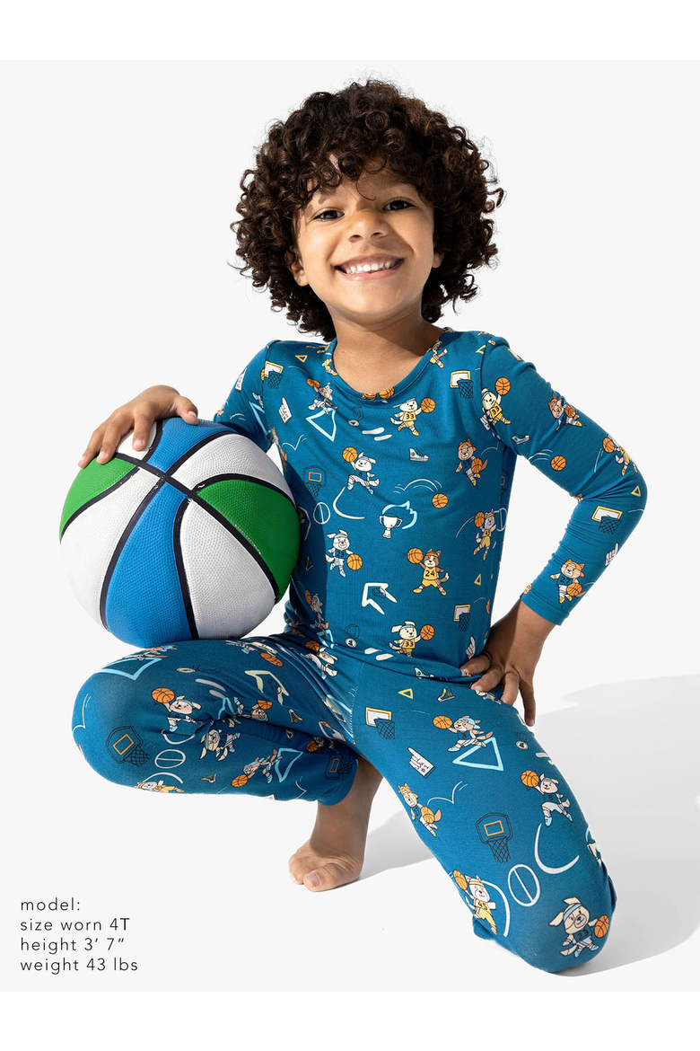 Kids' Basketball Pups Set of 2 Piece Pajamas, Alternate, color, Basketball Pups