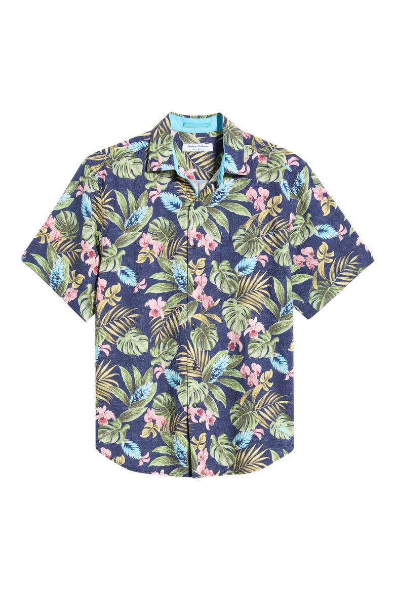 Nova Wave Selva Gardens Floral Short Sleeve Seersucker Button-Up Shirt, Alternate, color, COASTLINE