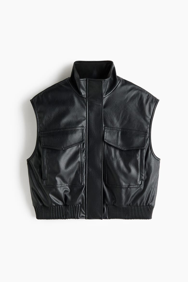 Oversized Coated Vest, Alternate, color, Black