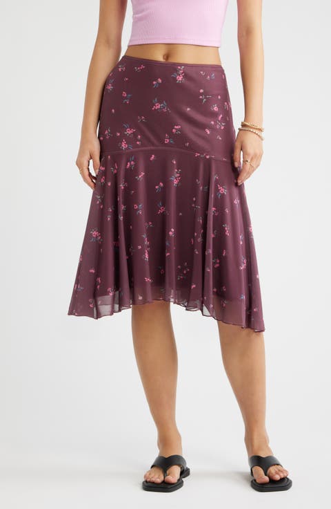 Drop Waist Handkerchief Midi Skirt