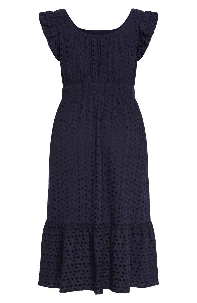 City Chic Sweet Broderie Anglaise Maxi Dress, Alternate, color, Navy