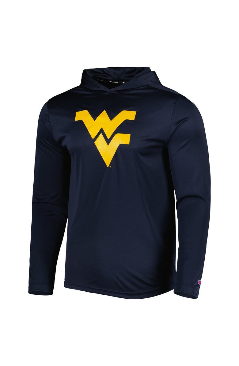 Champion Men's Champion Navy West Virginia Mountaineers Logo Long Sleeve Hoodie T-Shirt, Alternate, color, 