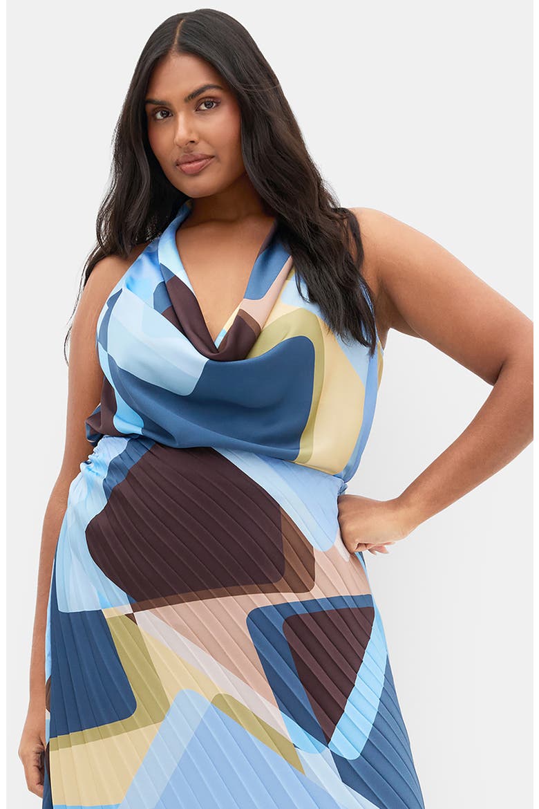 Amaya Pleated Asymmetrical Skirt, Alternate, color, BLUE ABSTRACT