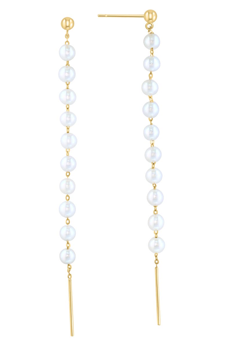 EFFY 14K Gold 3.5mm Freshwater Pearl Drop Earrings, Alternate, color, White