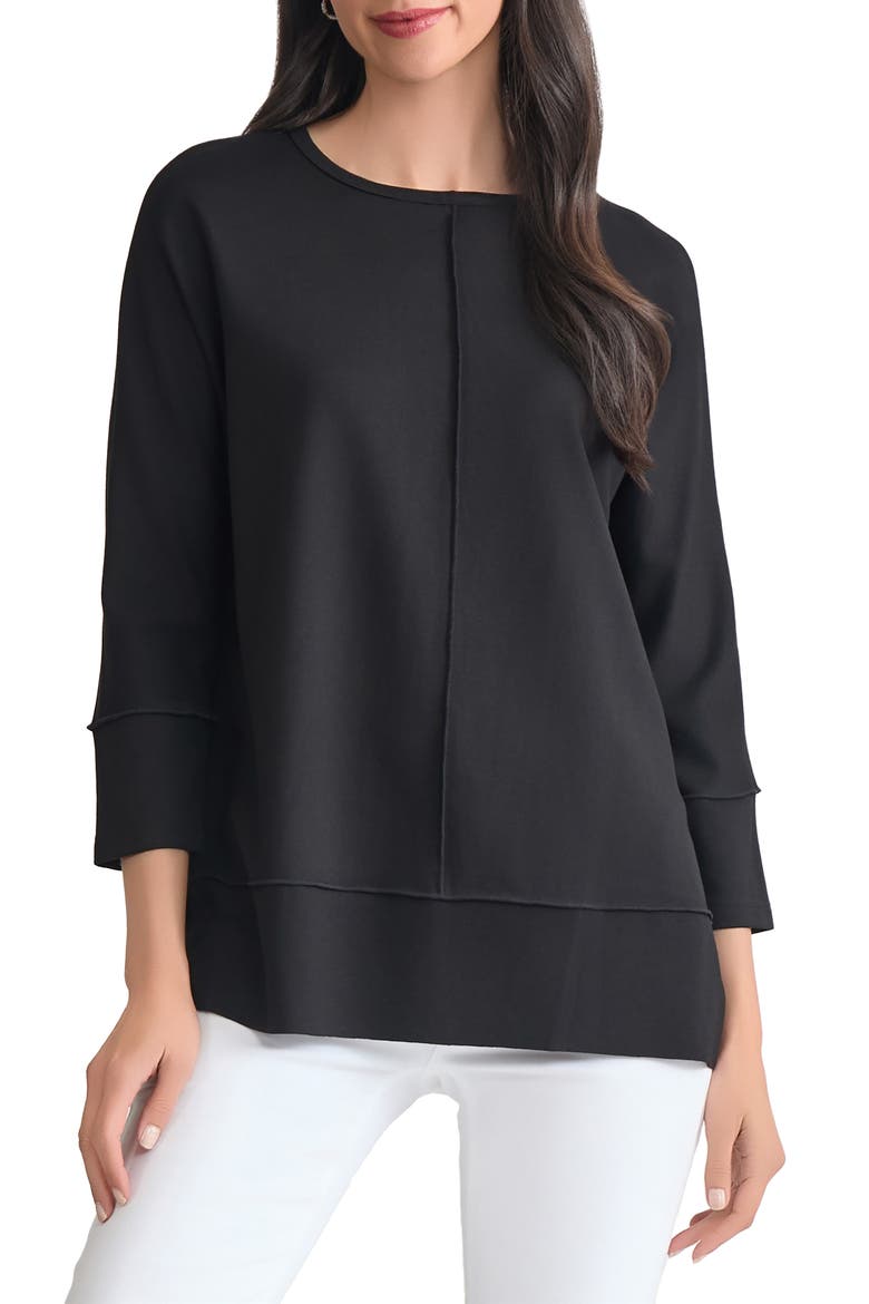 Serenity Three Quarter Sleeve Knit Top, Main, color, JONES BLACK