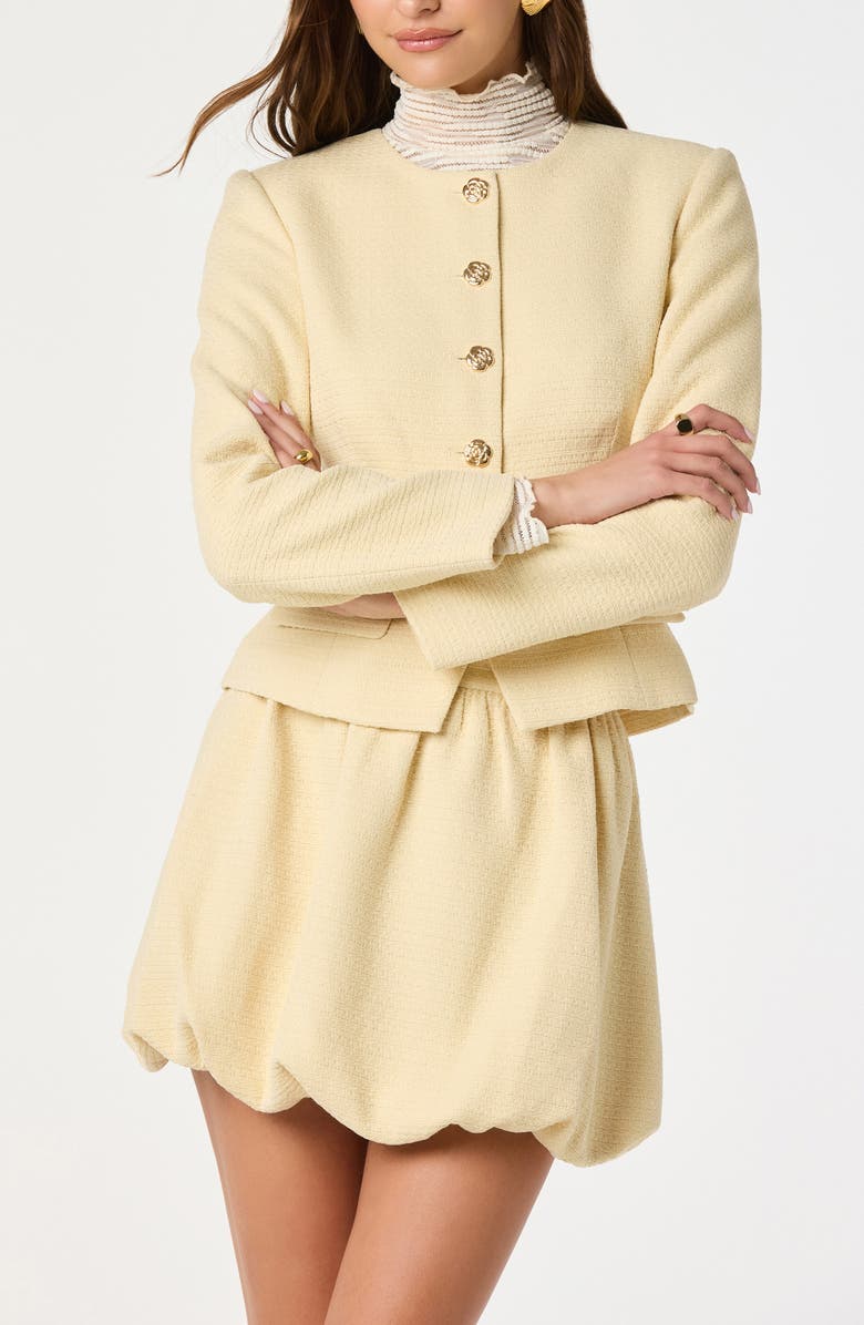 ASTR the Label Tweed Bubble Hem Miniskirt, Alternate, color, Yellow