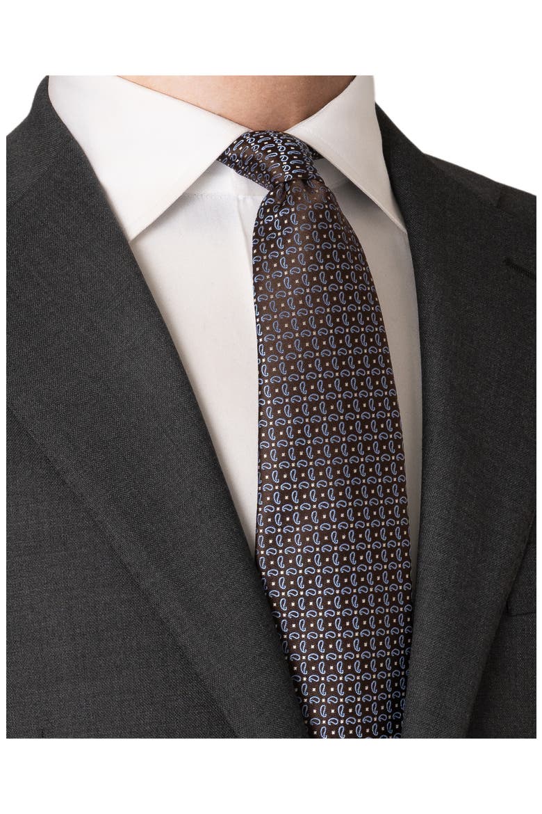 Pine Paisley Silk Jacquard Tie, Alternate, color, MEDIUM BROWN