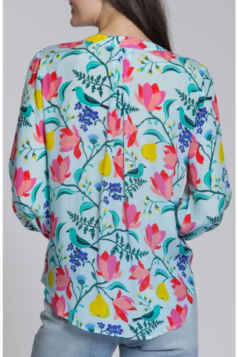 Split Neck Top, Alternate, color, AQUA MULTI