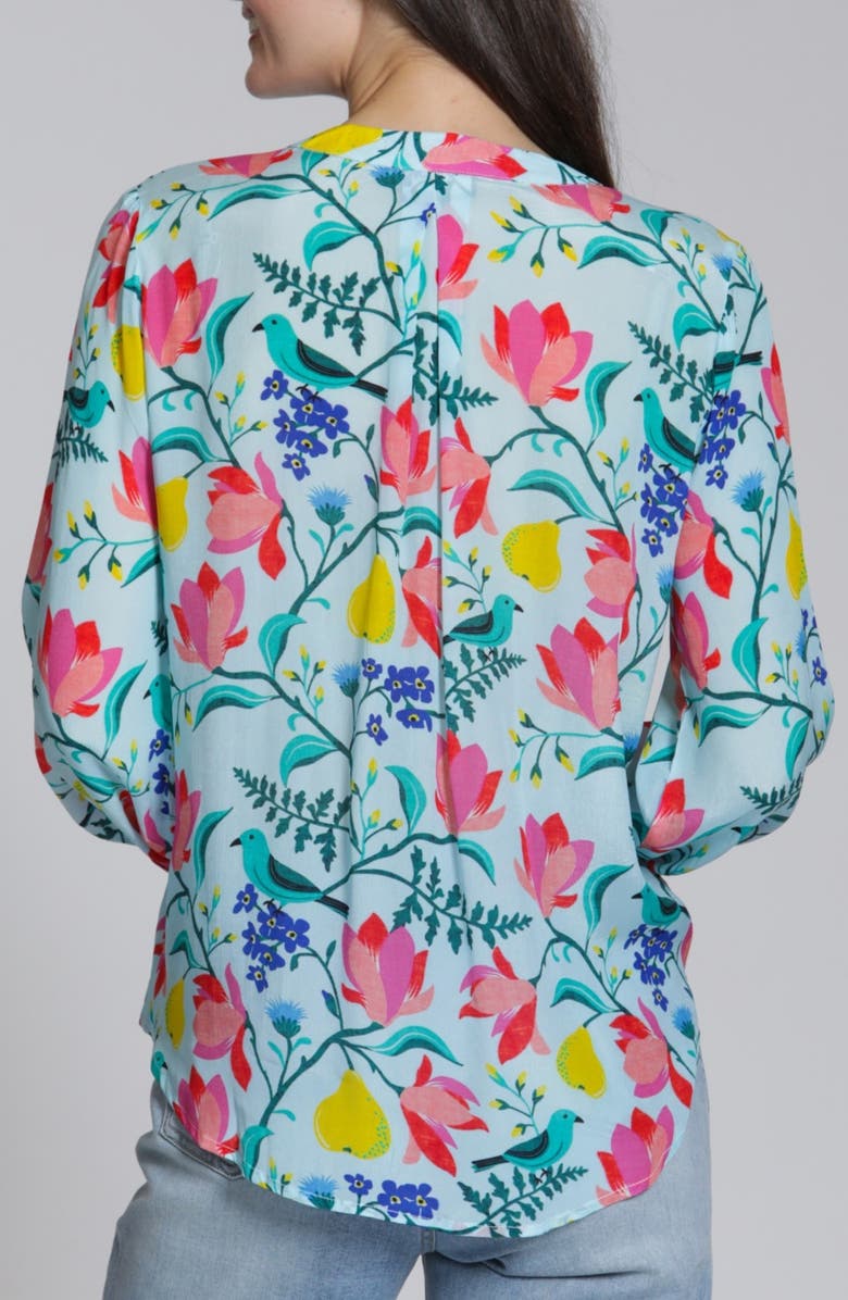 APNY Split Neck Top, Alternate, color, Aqua Multi