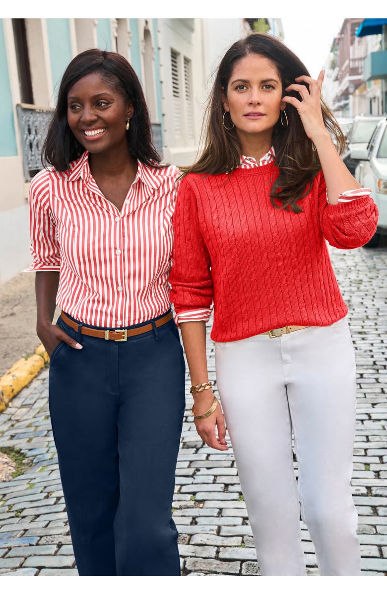 Jessica London Stretch Poplin Shirt, Alternate, color, Black