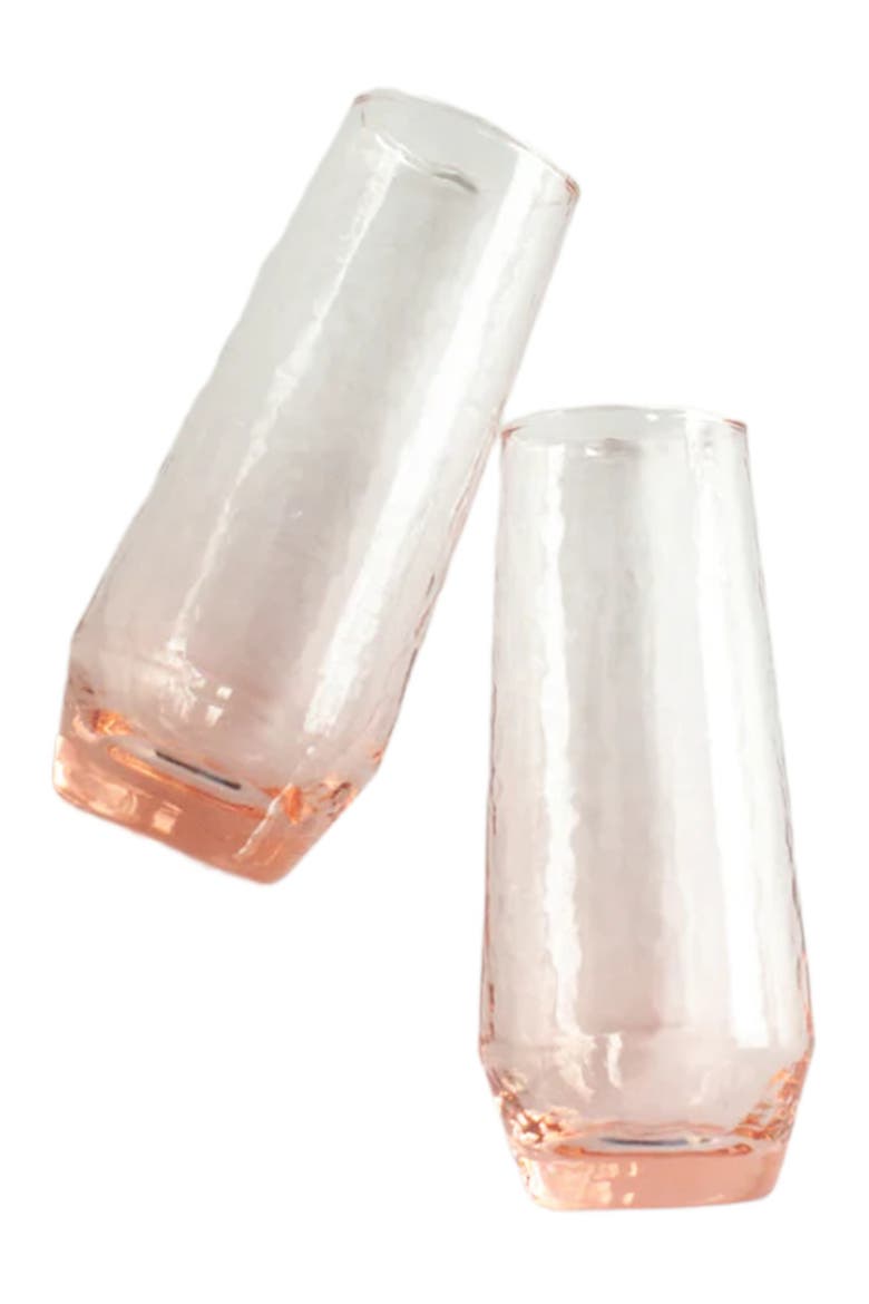 Handblown Hammered Champagne Flutes - Set of 4, Main, color, Blush