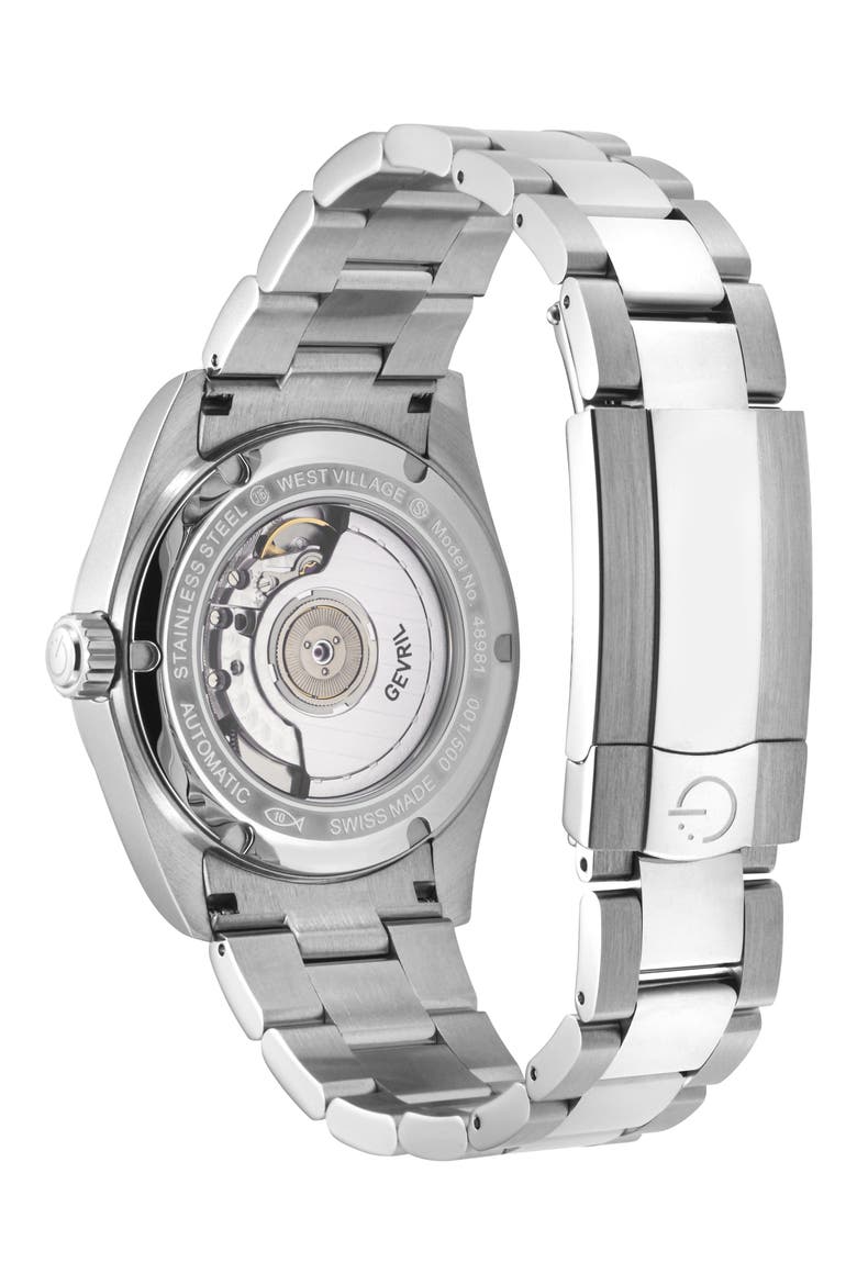 West Village Automatic Bracelet Watch, 40mm, Alternate, color, SILVER/ BLACK