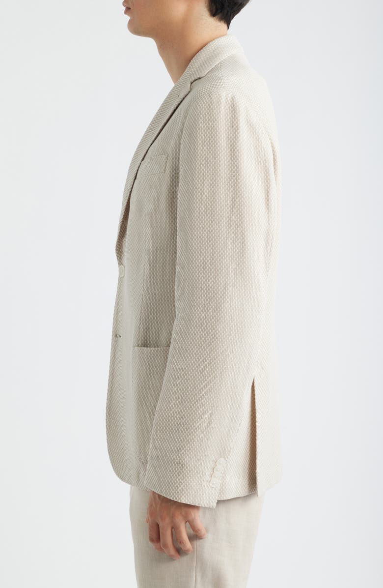 BOSS Hanry Slim Fit Tan Textured Cotton & Linen Blend Sport Coat, Alternate, color, Open Beige