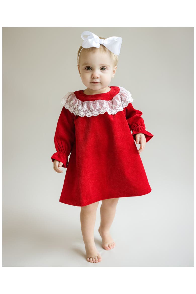 Lace Collar Dress, Alternate, color, Red